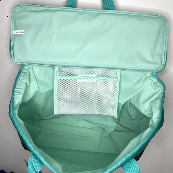 Lot 2x Trader Joe’s Large Reusable Insulated Cooler Bag Shopping Tote Teal Black - Picture 6 of 11